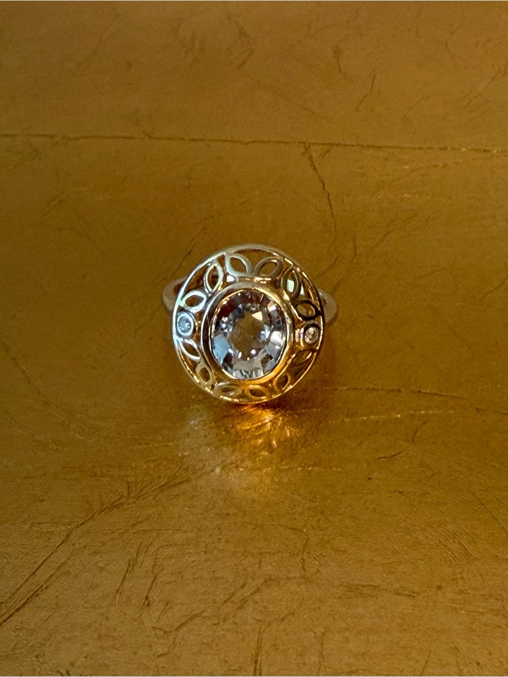 Vintage 14K Gold 3–3.5 CT Aquamarine & Diamond Cocktail Ring – Size 7.25 – 4.53G